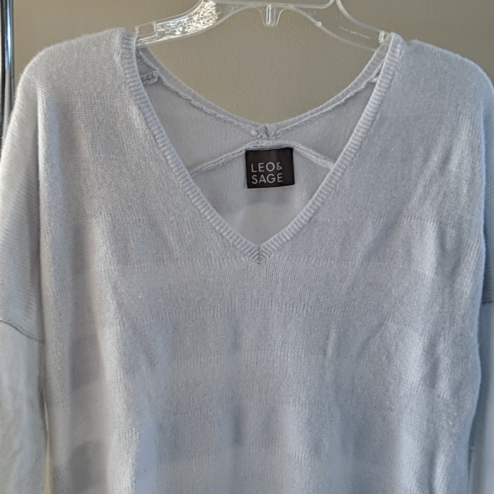Leo and Sage cashmere sweater light teal green M - Picture 3 of 15